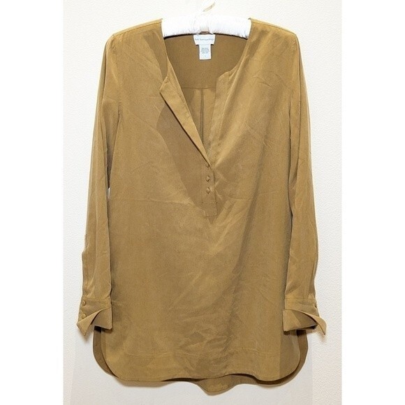 Soft Surroundings 100% Silk Long Sleeves Tunic in Brown - Picture 1 of 14